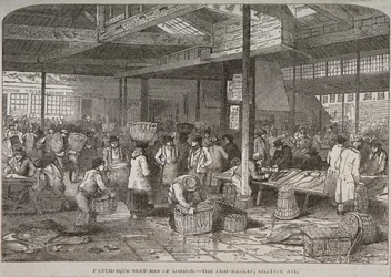 1849年のビリングスゲート市場の内部ビュー